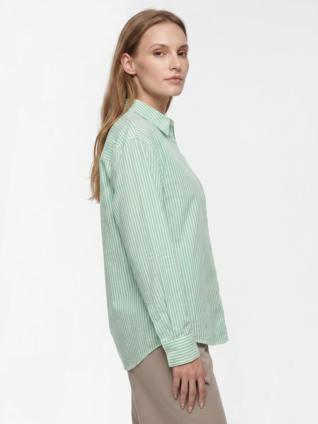Women Mint/White Oversize Shirt