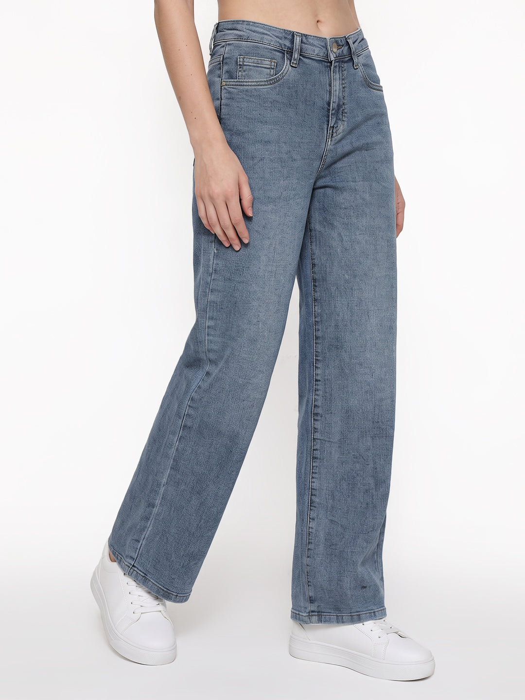 Light Blue High-Rise Straight Fit Jeans