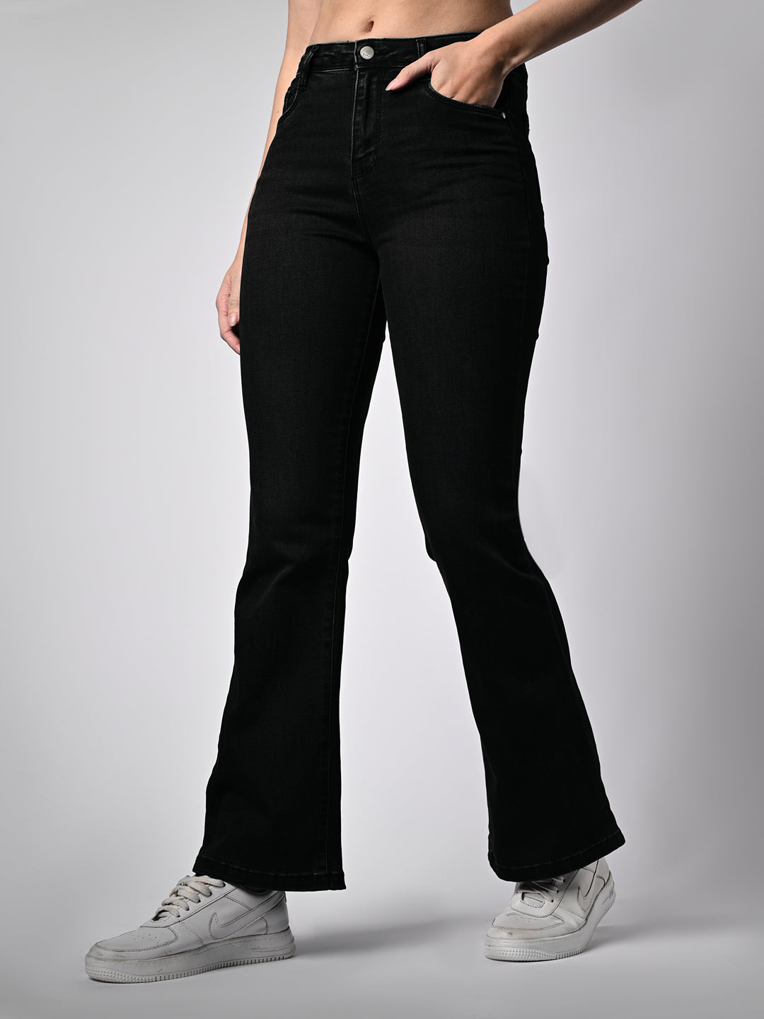 Women Black High-Rise Flare Jeans