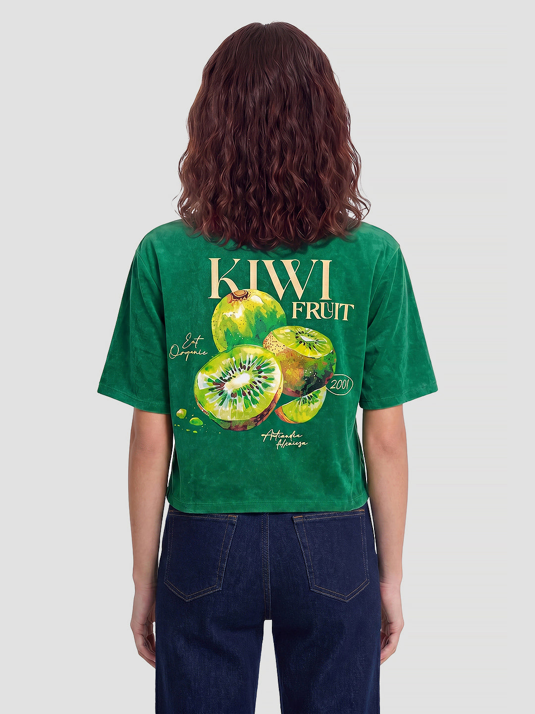 Women Matcha Green Crop Tees