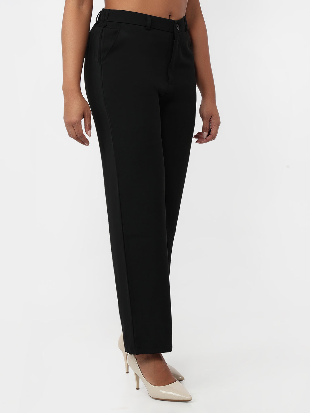 Women Black Wide Leg Korean Pants