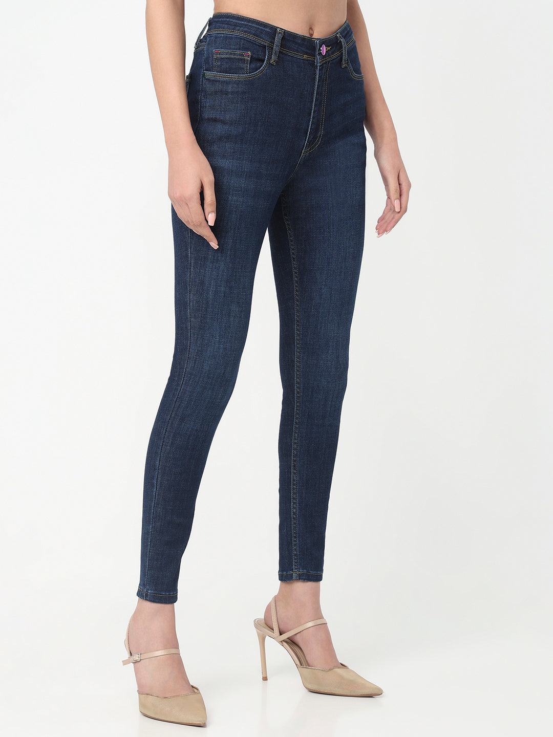 Women Dark Blue High-Rise Skinny Jeans