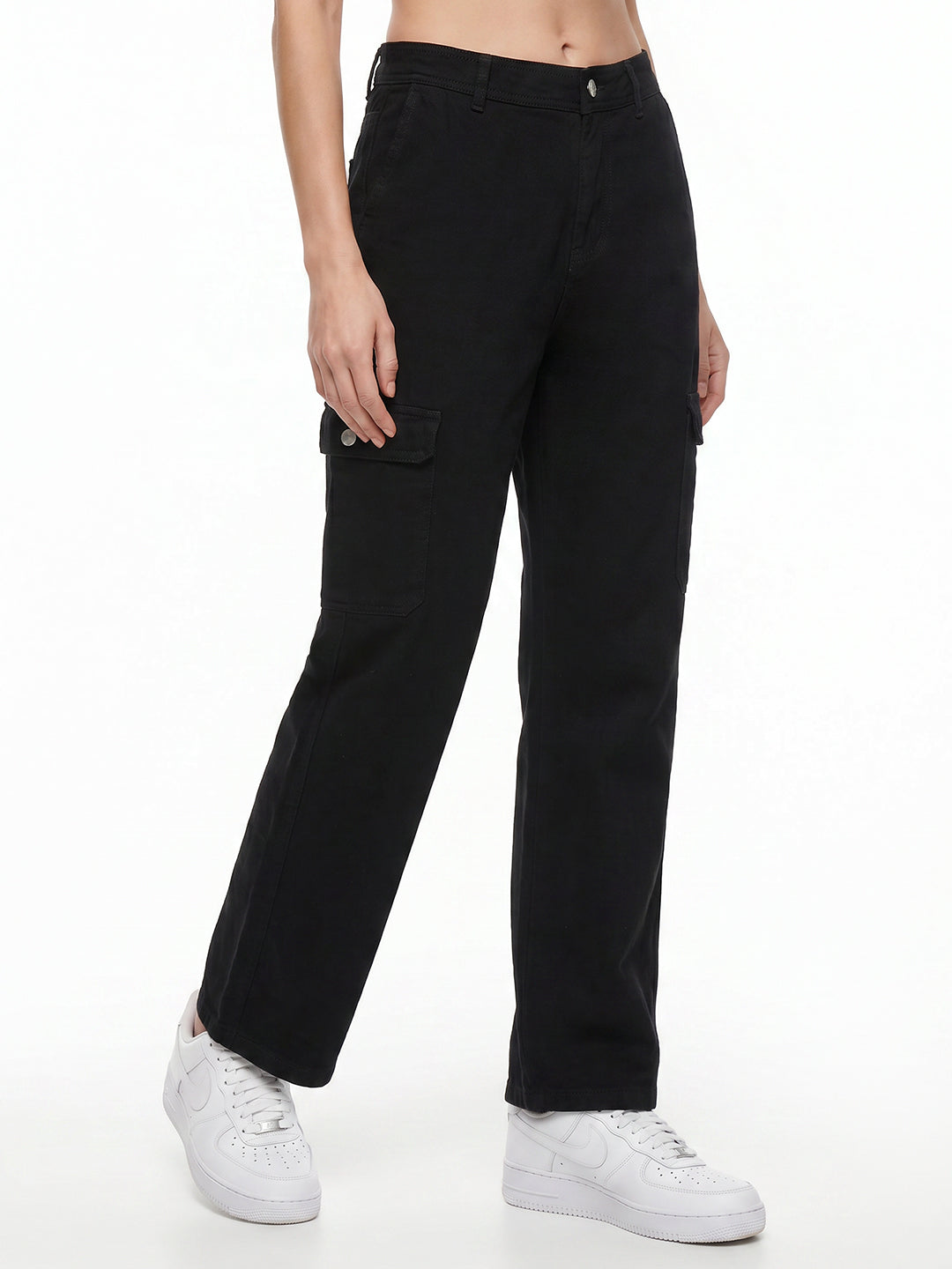 Women Black Mid-Rise Cargo