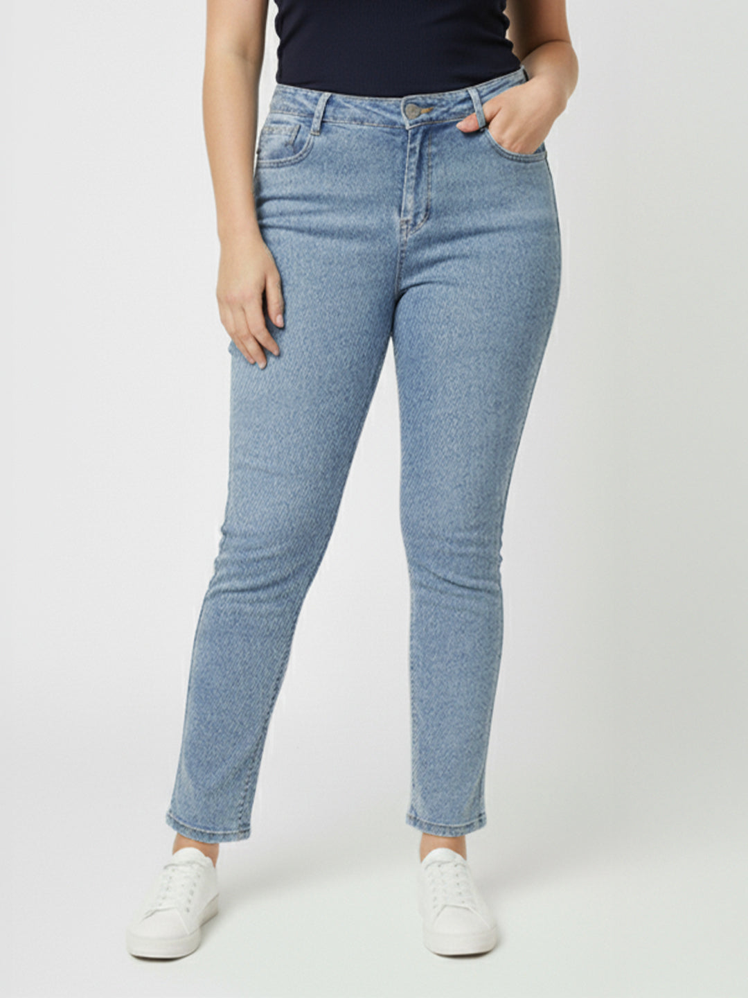 Women Light Blue High-Rise Flare Jeans