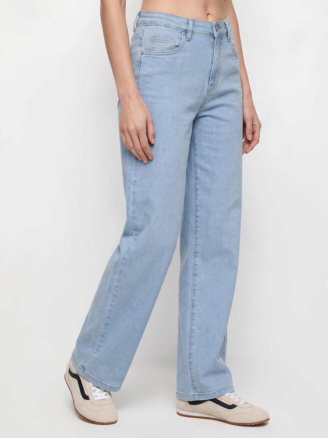 Women Light Blue Mid-Rise Straight Fit Jeans