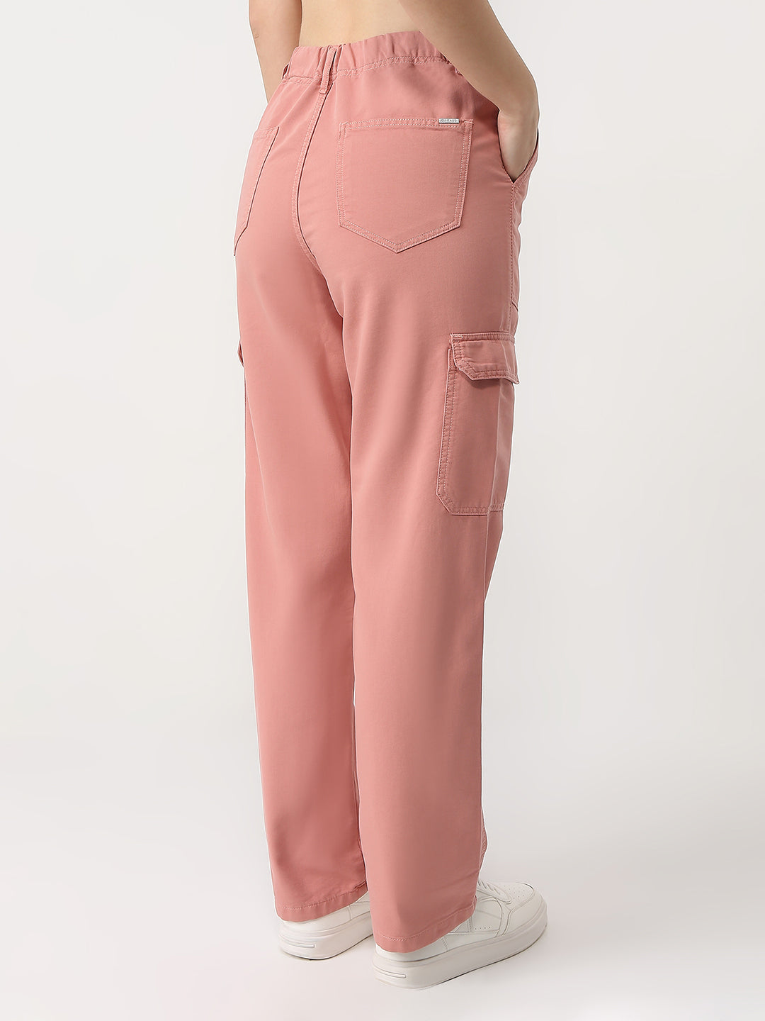 Women Blush Pink Mid-Rise Cargo