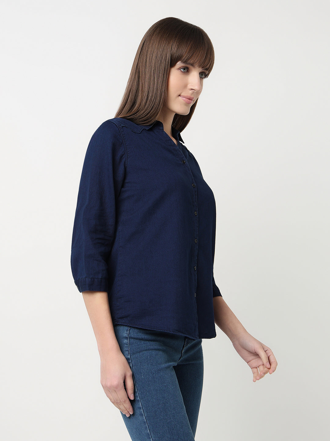 Women Ink Blue Slim Fit Shirt