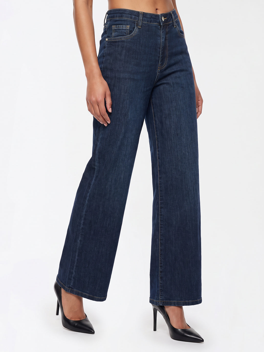 Dark Blue High-Rise Super Wide Leg Jeans
