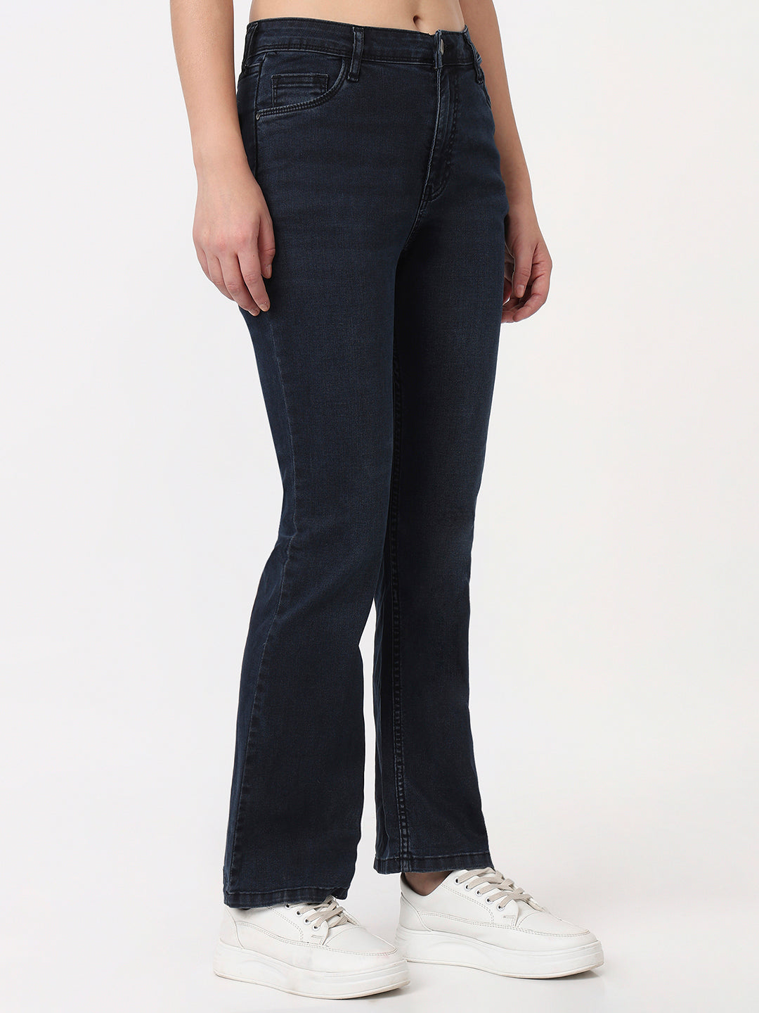 Slate Blue High-Rise Mini Flare Jeans