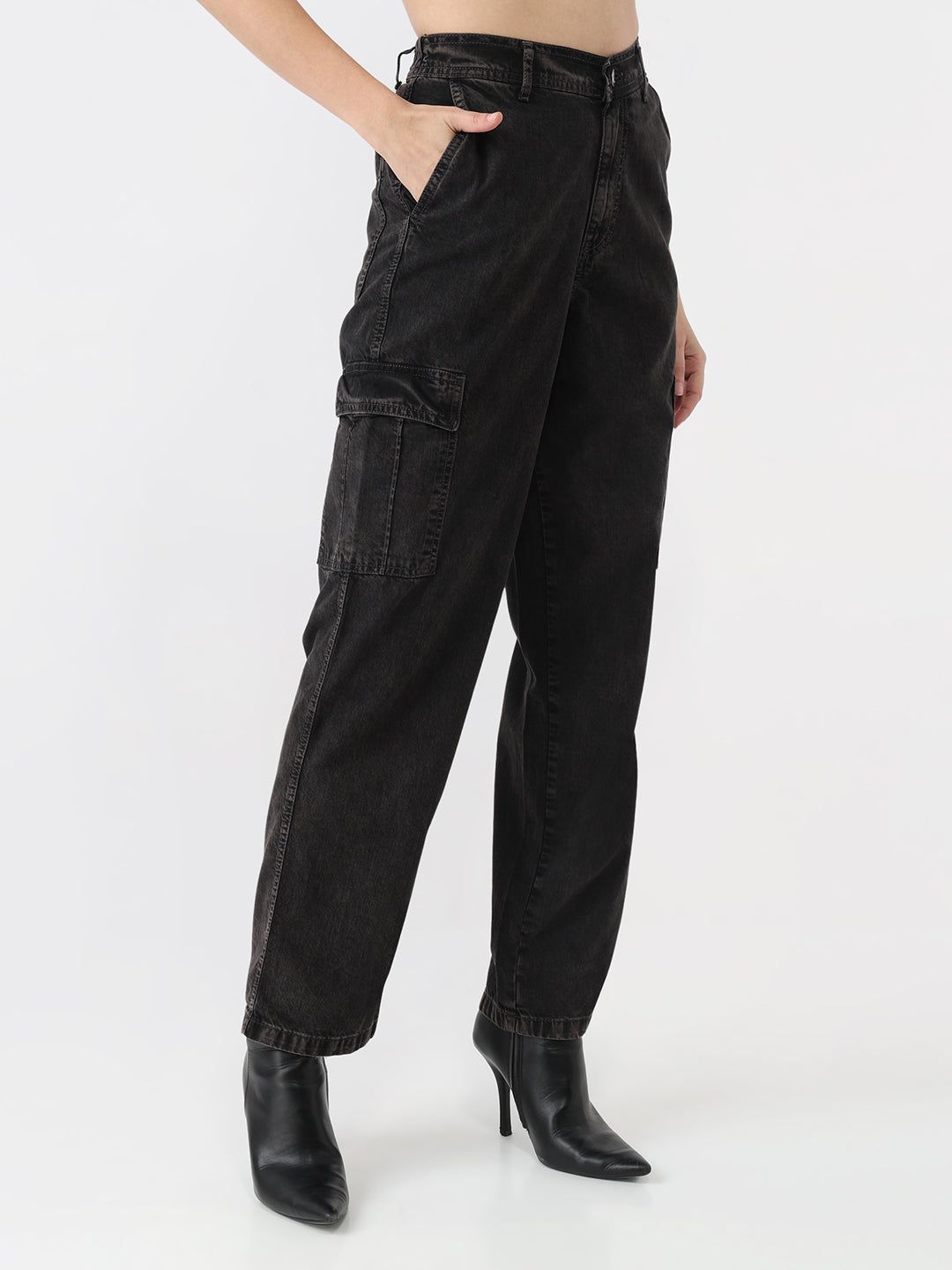 Women Grey Mid-Rise Cargo