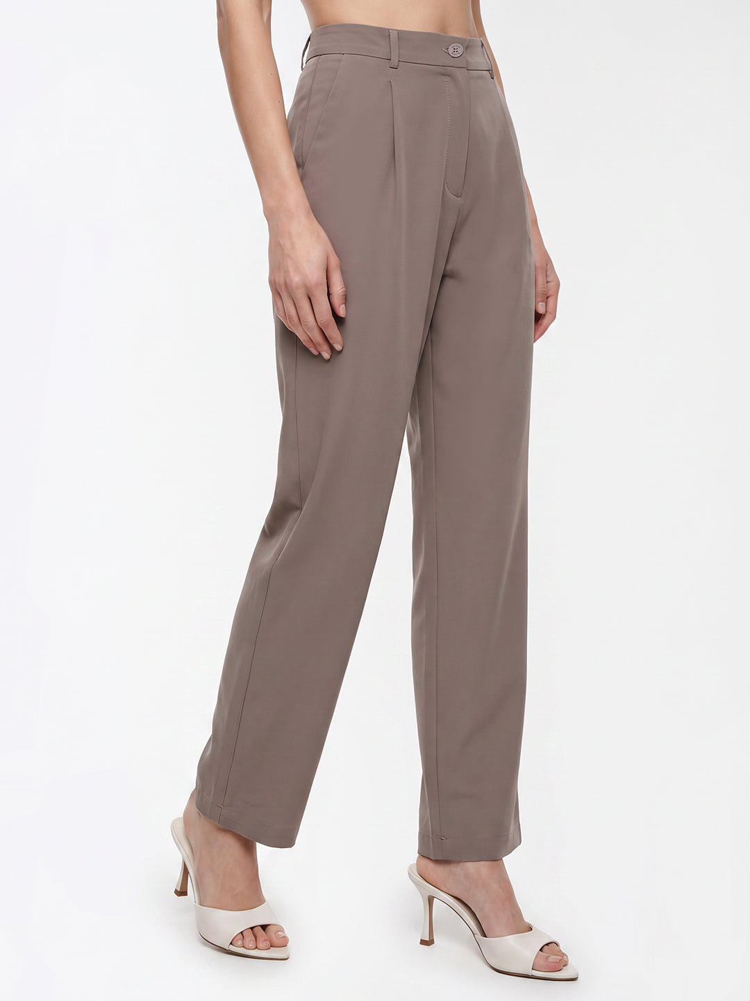 Women Stone High-Rise Straight Fit Korean Pants