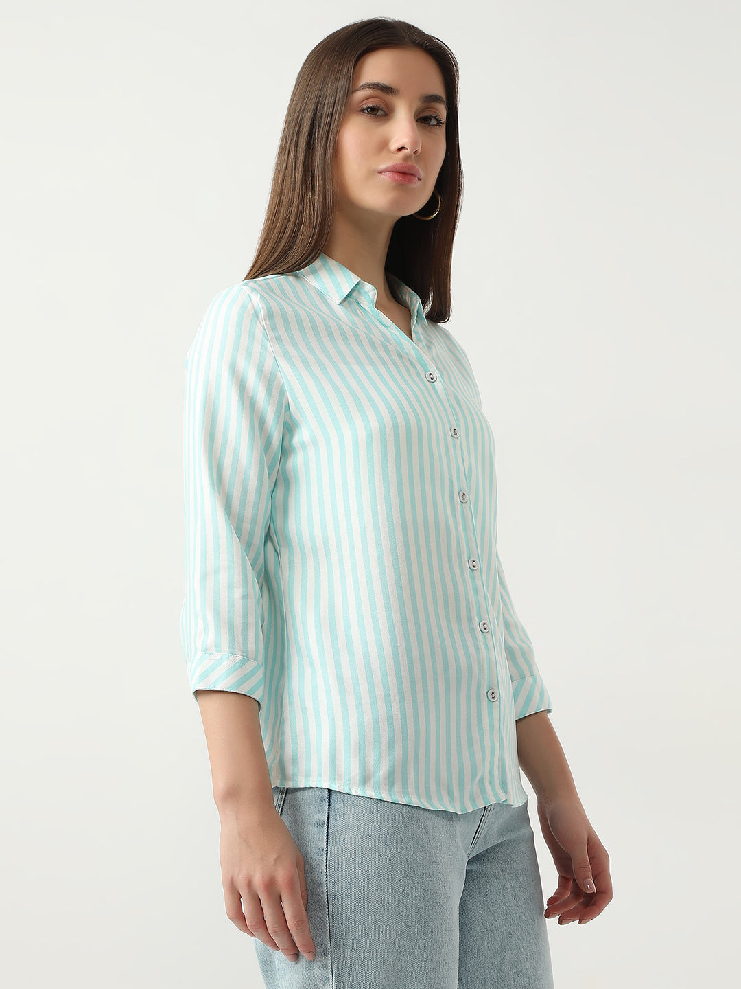 Women White/Marine Stripe Shirt