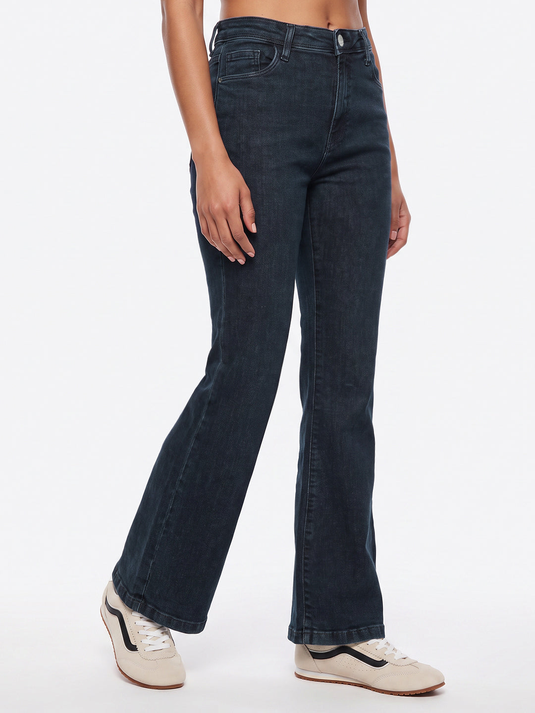 Slate Blue High-Rise Flare Jeans