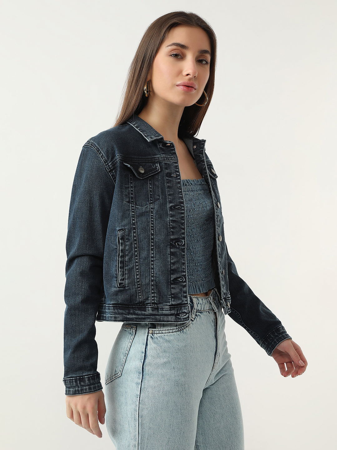Women Carbon Blue Denim Jacket