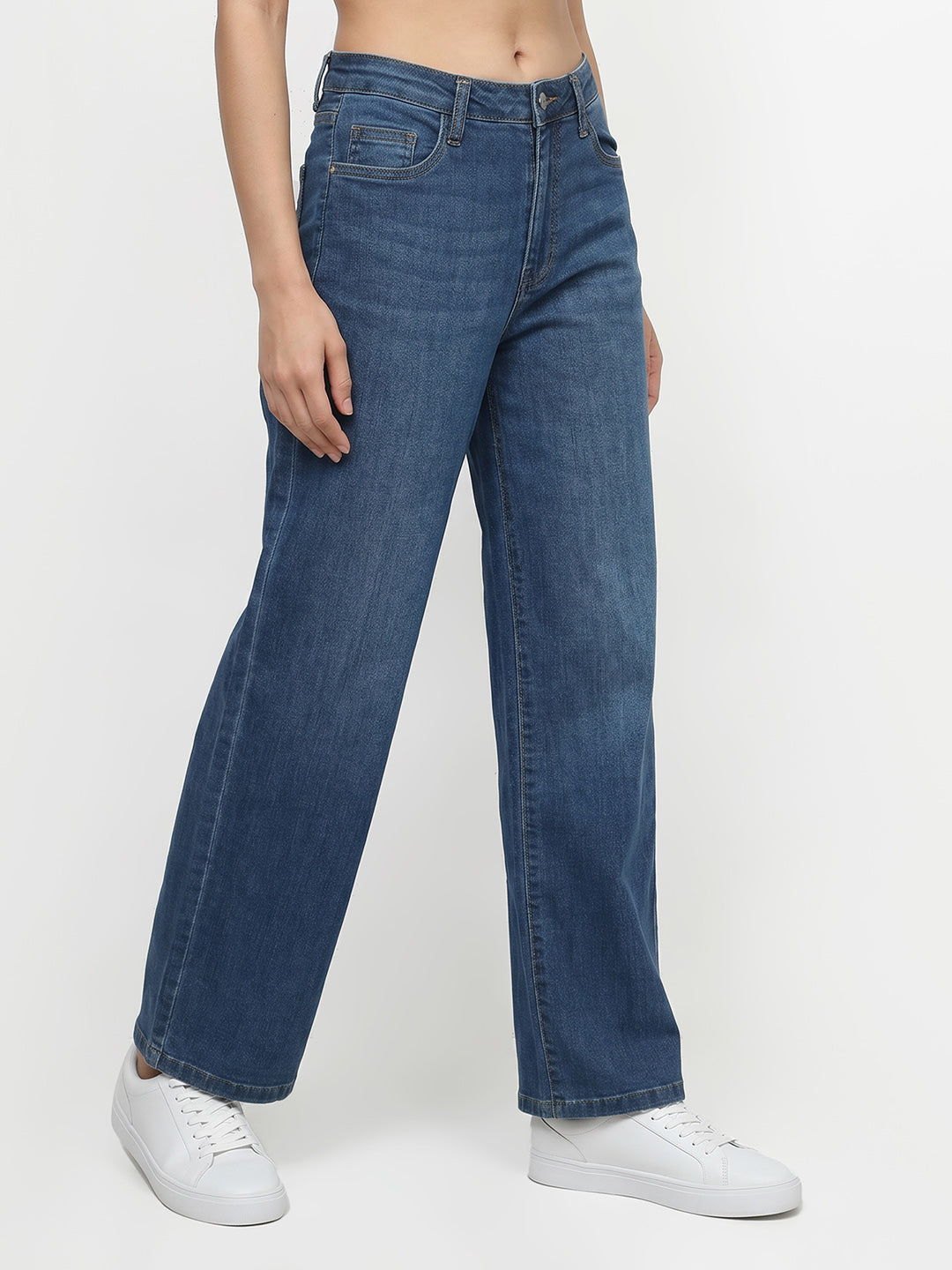 Women Blue High-Rise Straight Fit Jeans