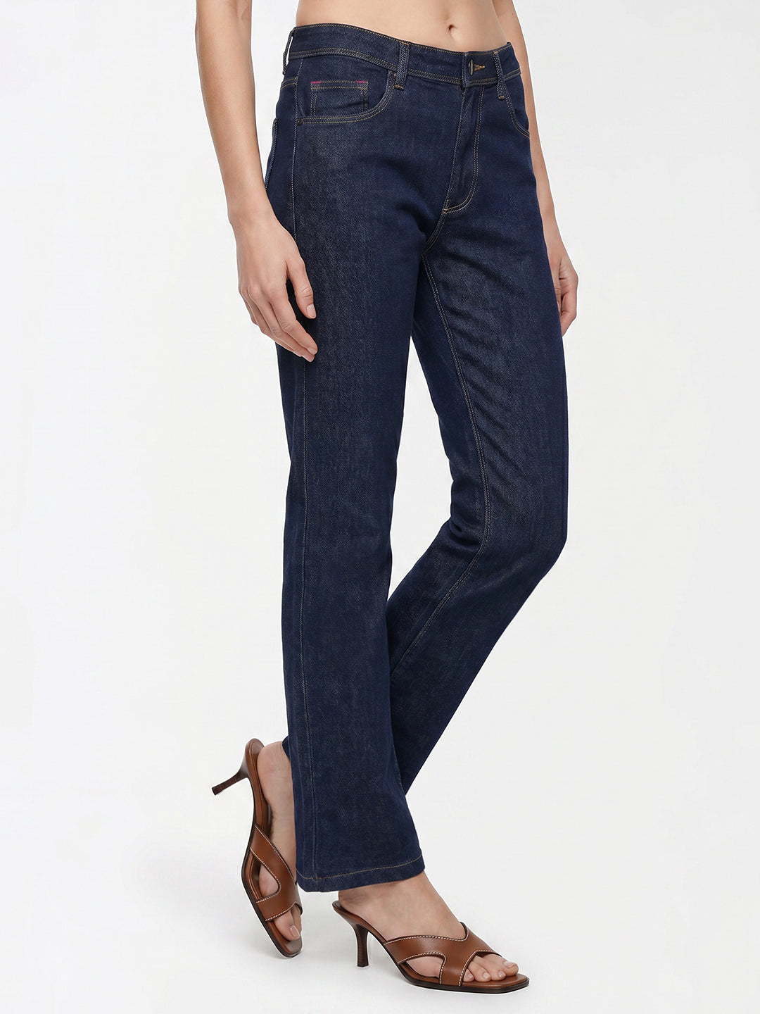 Women Dark Blue High-Rise Crop Flare Jeans