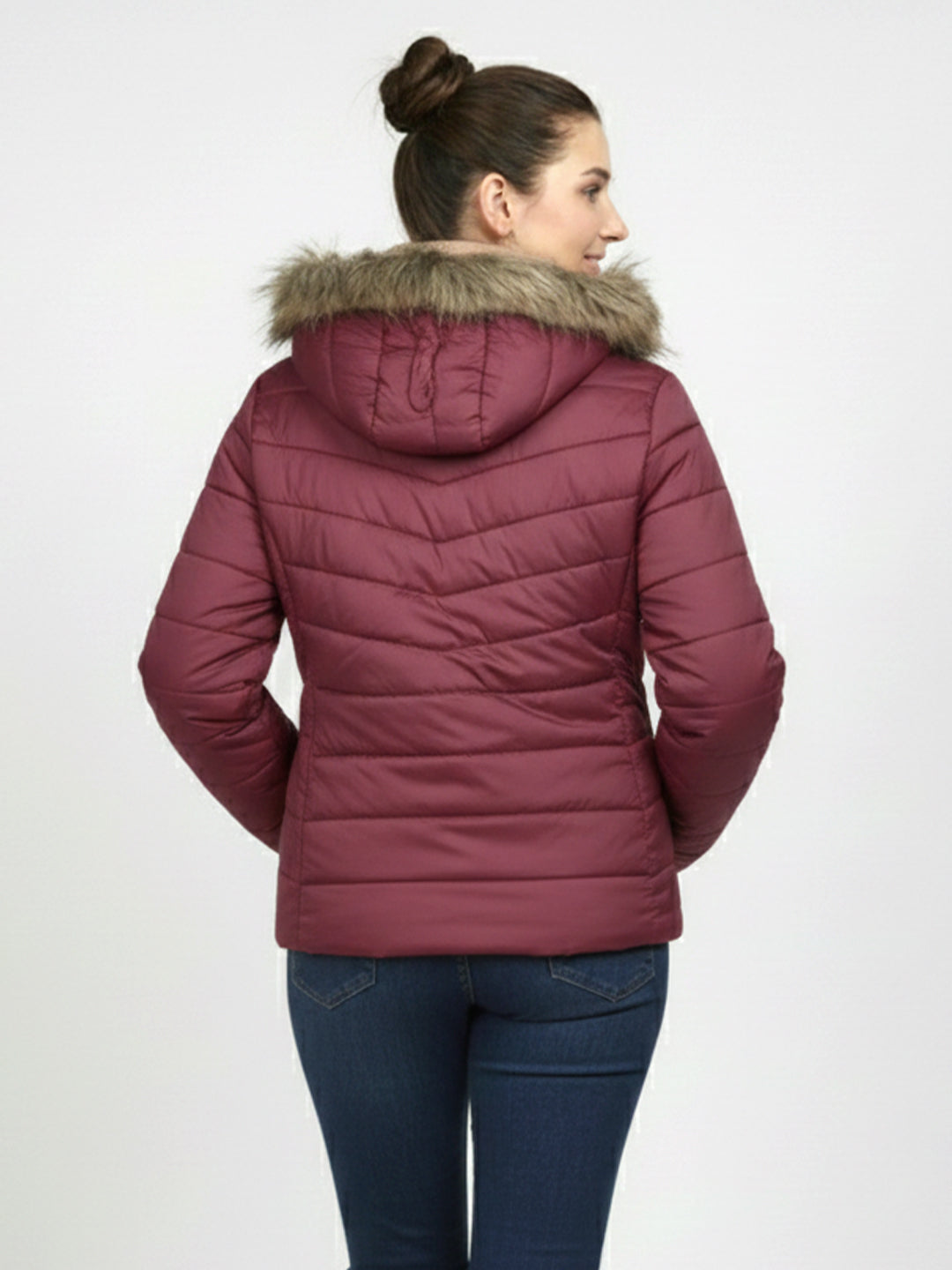 Women Maroon Winter Jacket