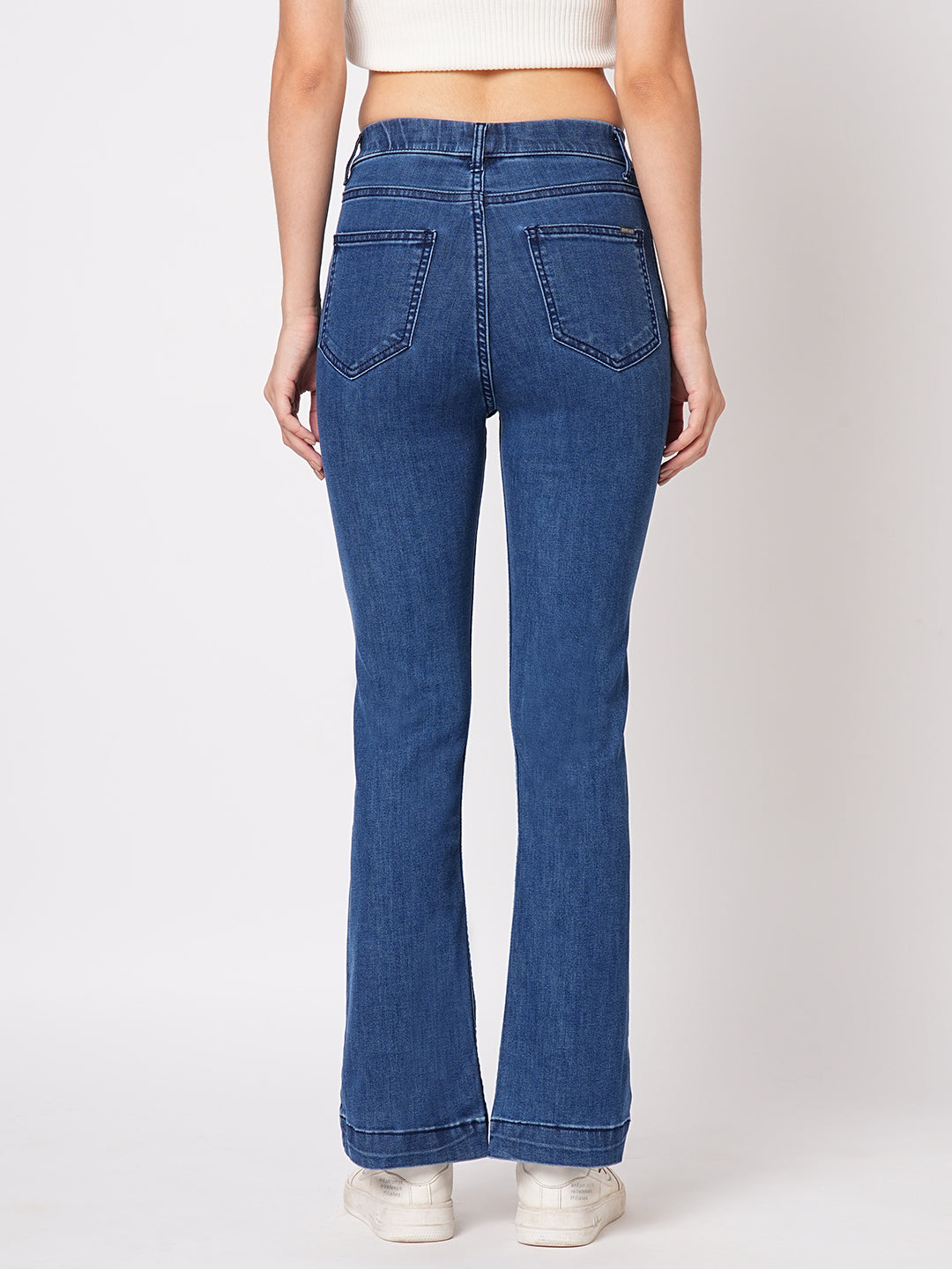 Women Blue High-Rise Mini Flare Jeans