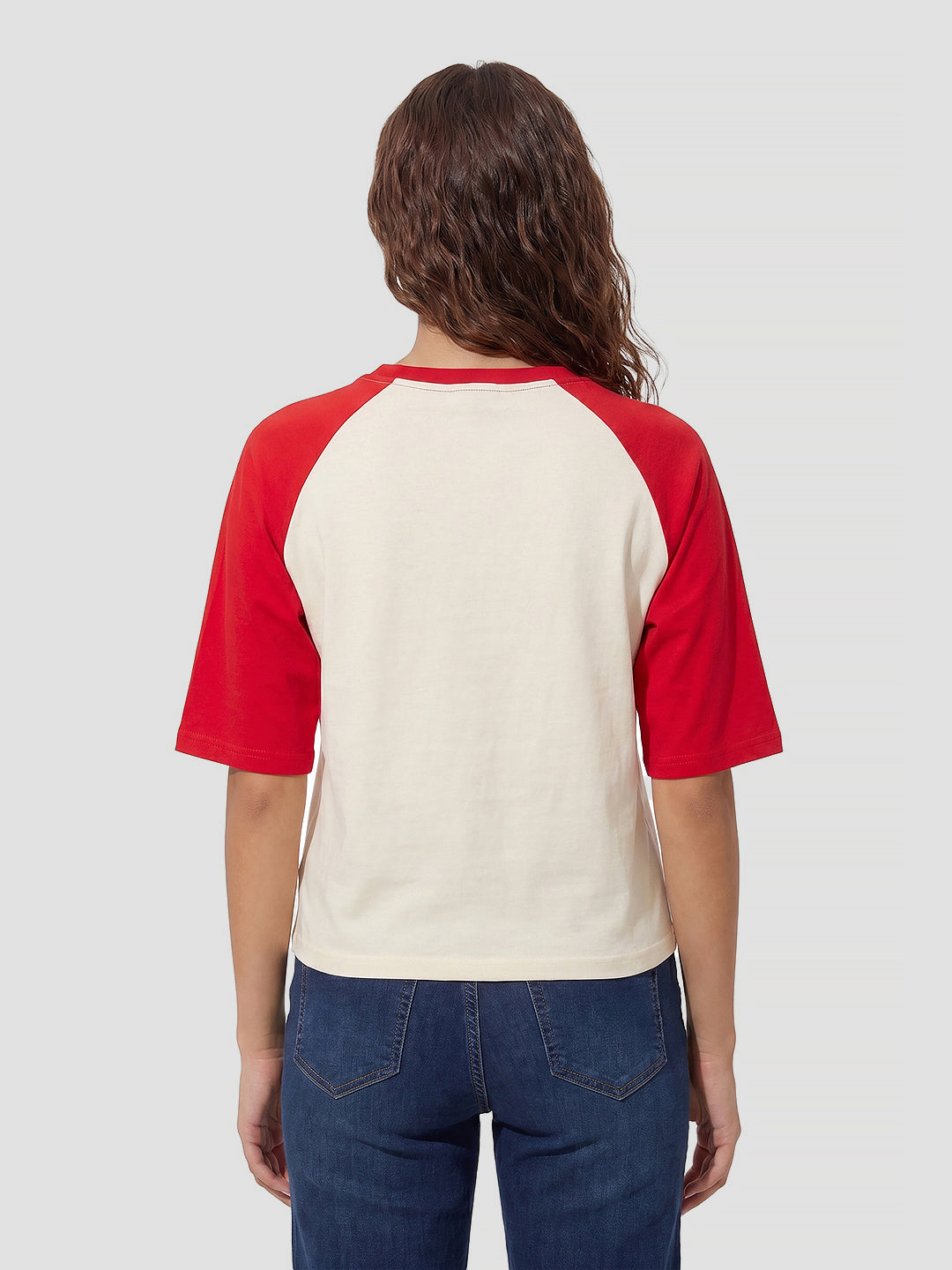 Women Ivory/Red Crop Tees