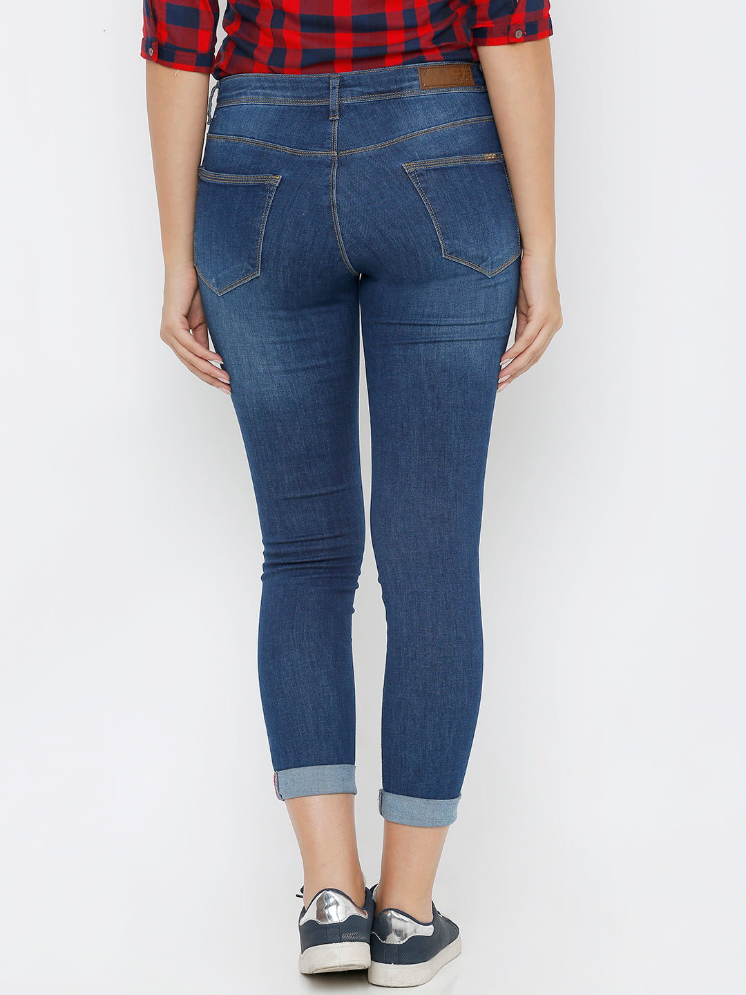 Women Blue Mid-Rise Skinny Crop Length Jeans