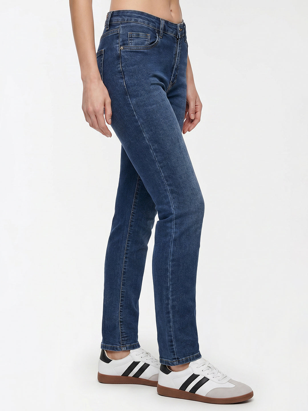 Women Blue Slim High-Rise Straight Fit Jeans
