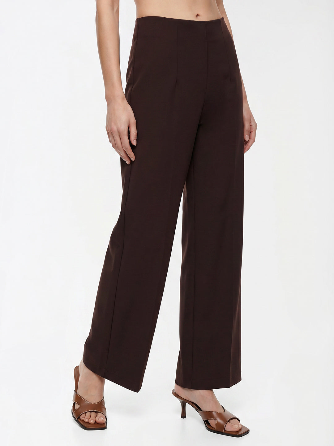 Women Dark Sepia Wide Leg Treggings