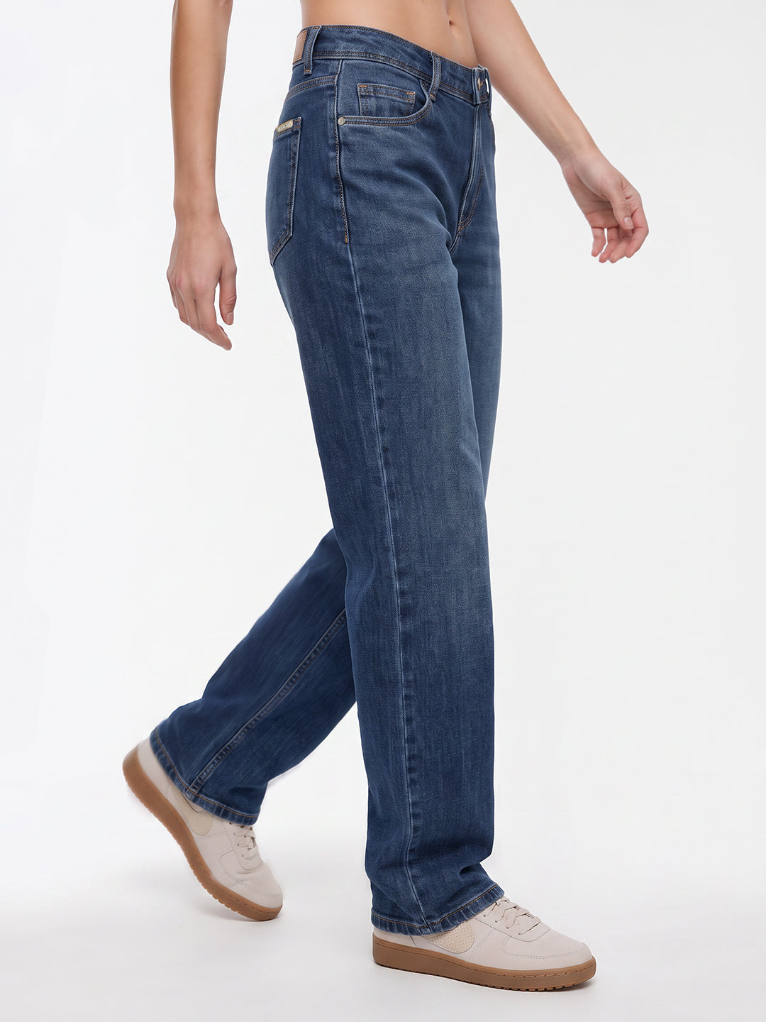 Women Blue High-Rise Crop Flare Jeans