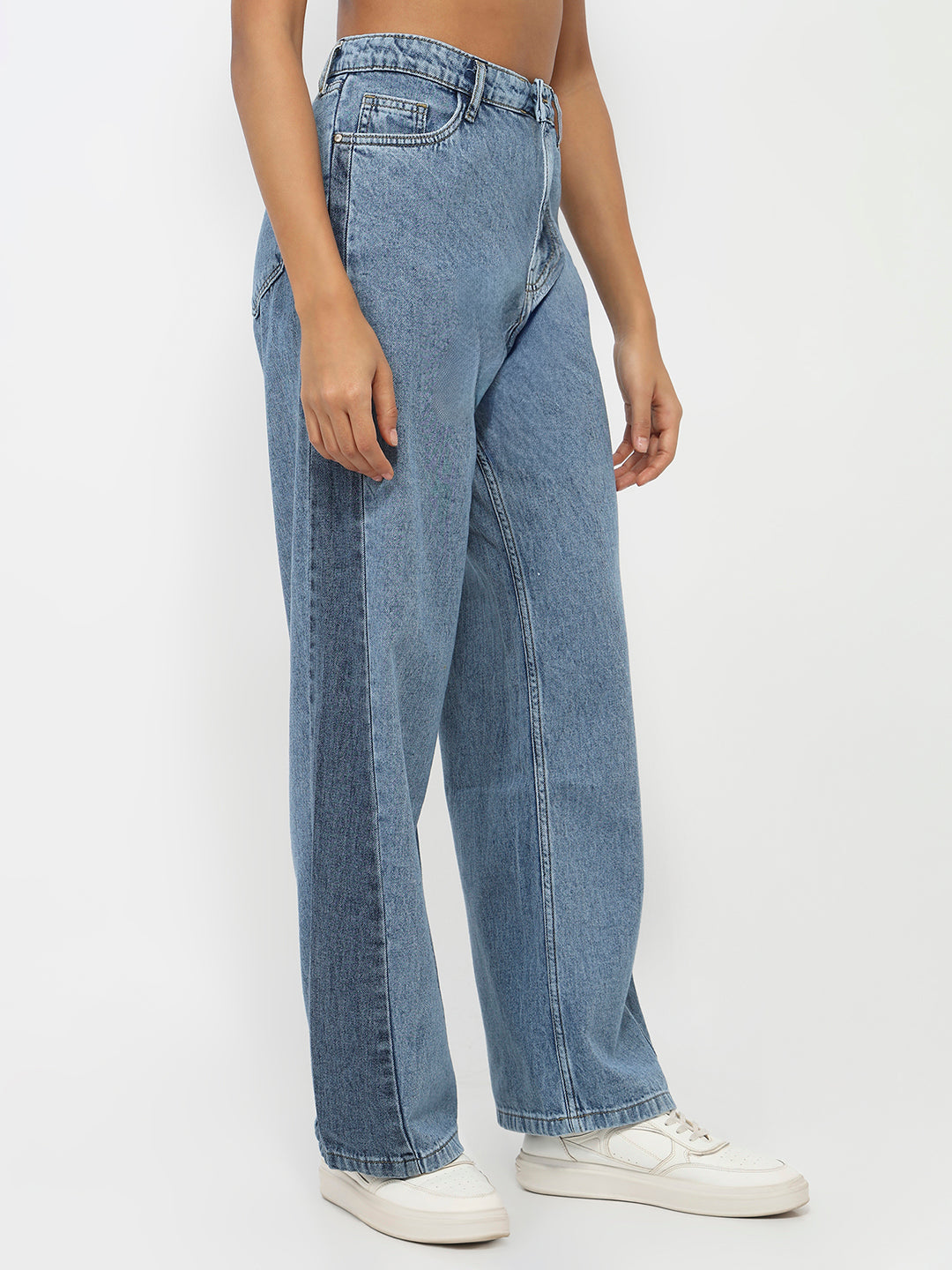 Women Blue High-Rise Wide Leg Jeans