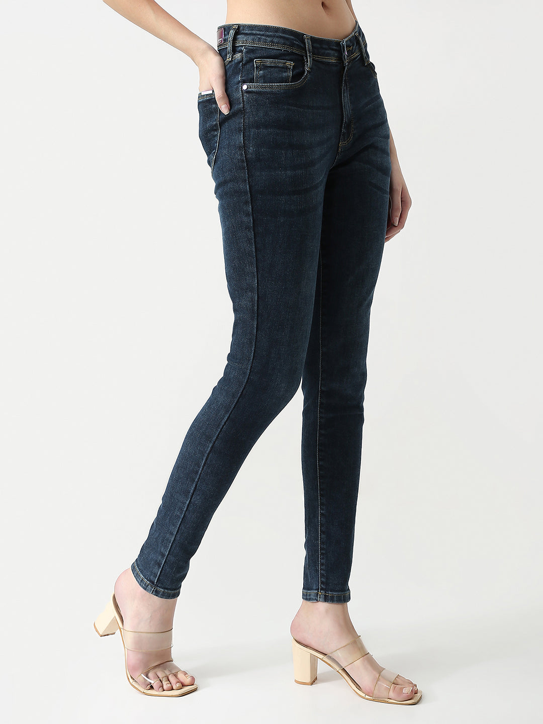Women Autumn Blue High-Rise Skinny Jeans