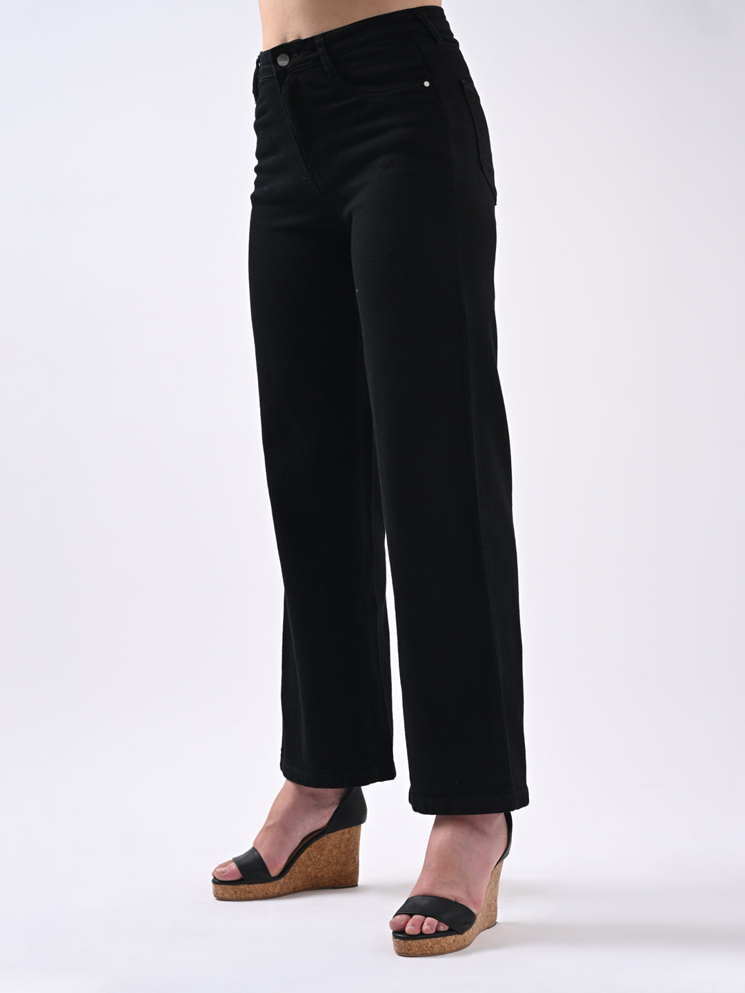 Women Black Wide Leg Jeans