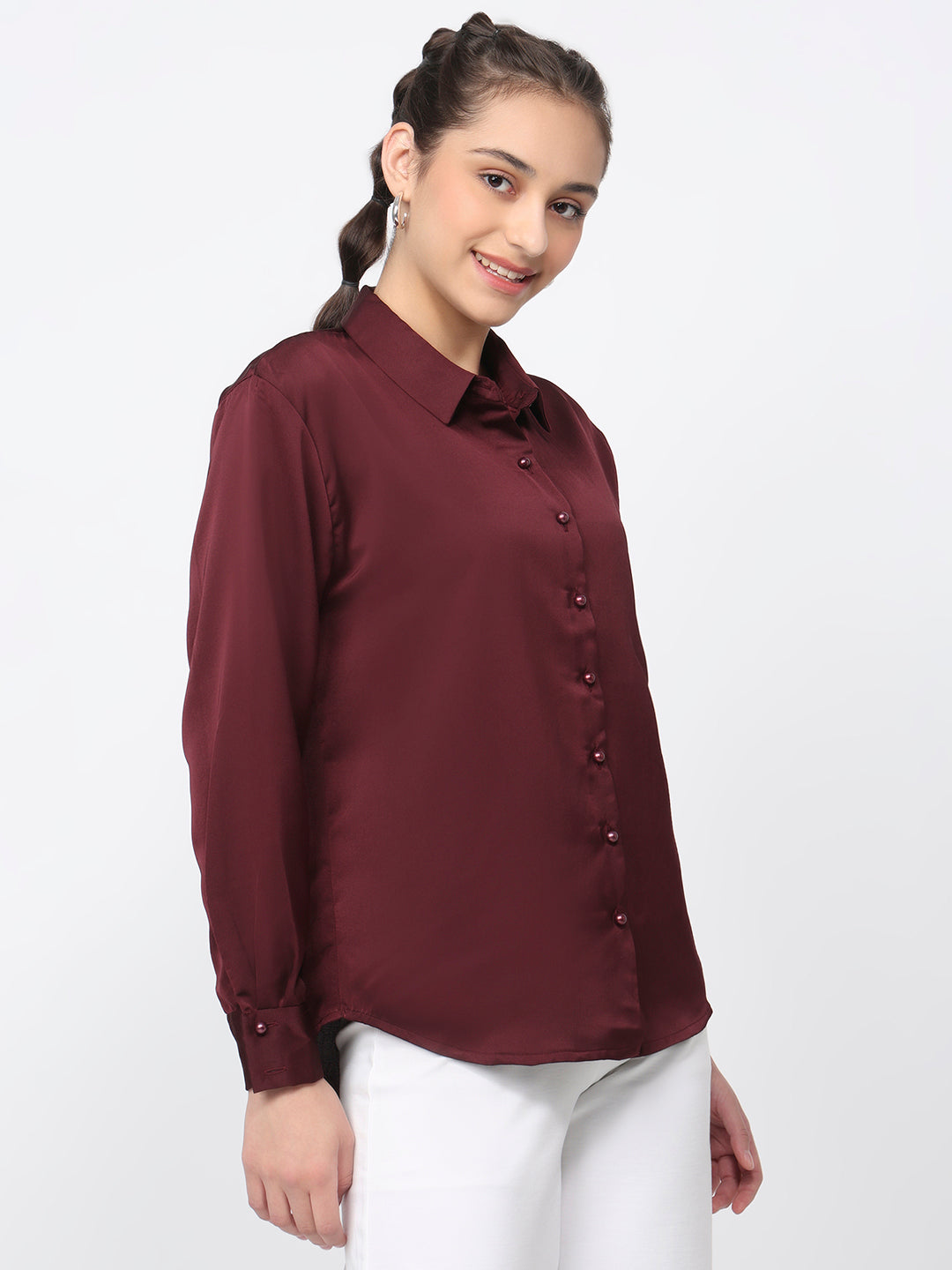 Women Wine Oversized Shirt