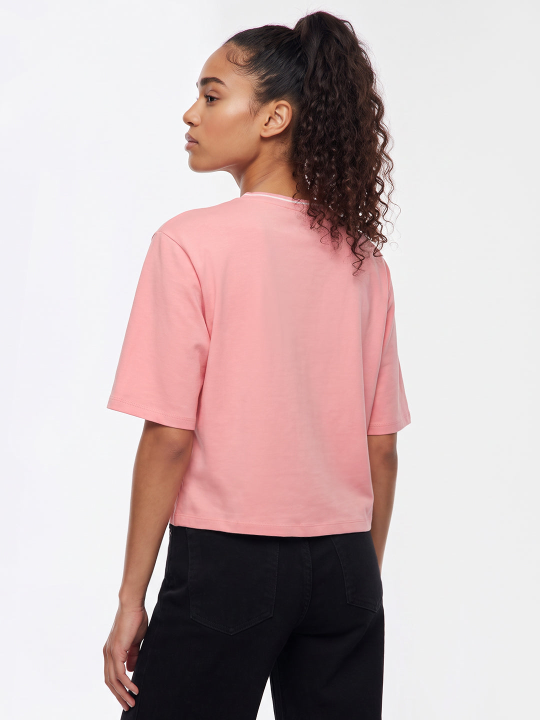 Peach Pink Graphic Crop Genz Tees