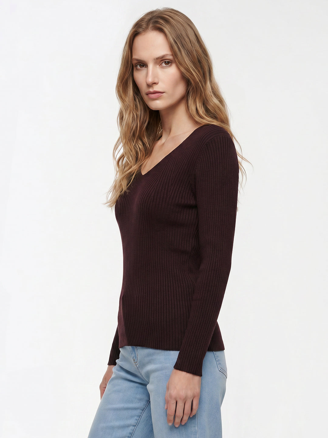 Women Wine Flat Knit