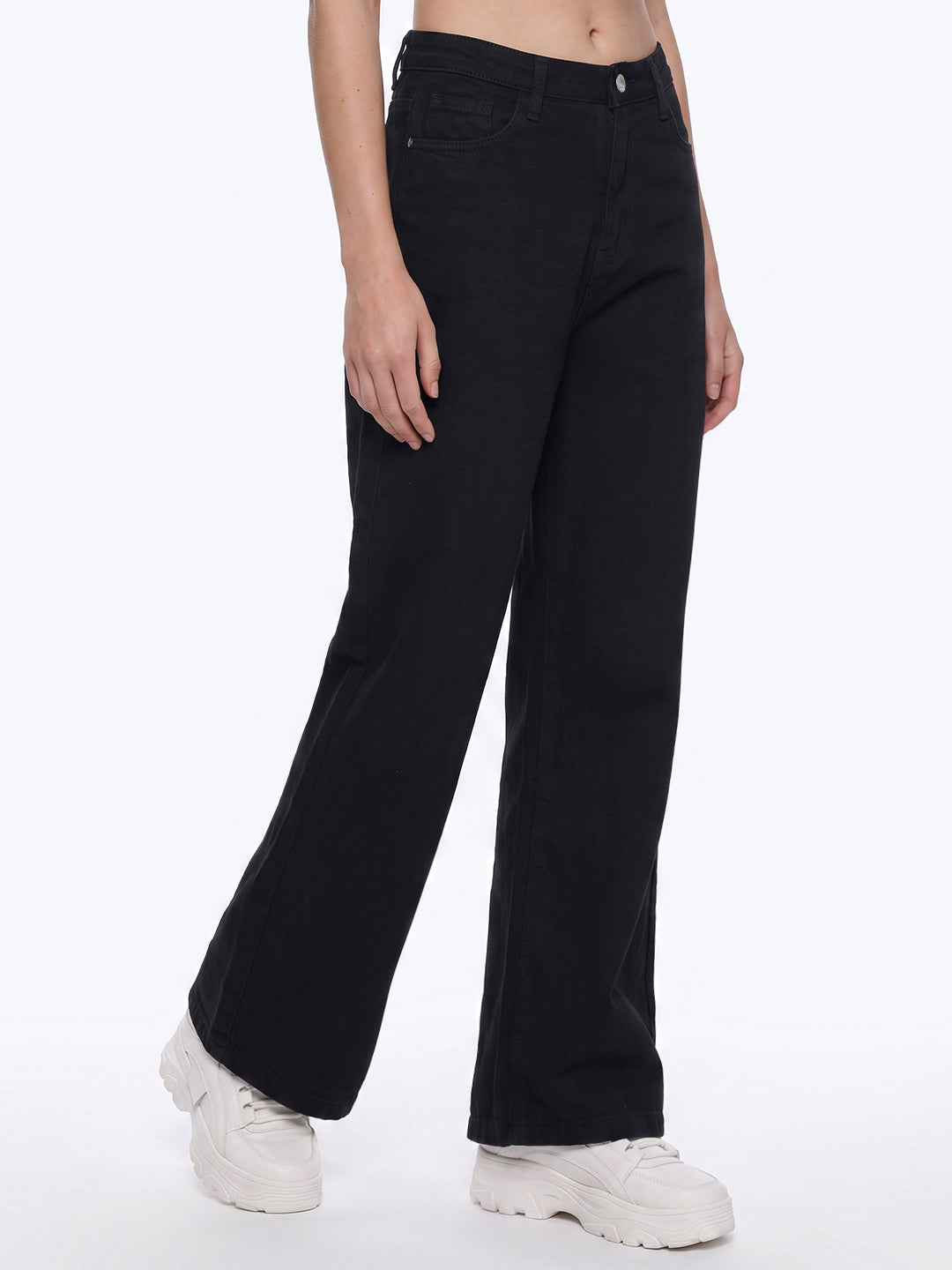 Black High-Rise Super Wide Leg Jeans