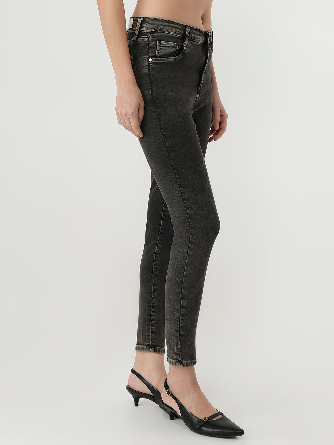 Women Grey High-Rise Skinny Jeans