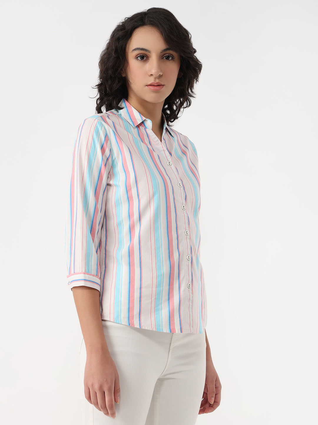 Women Multi Slim Stripe Shirt