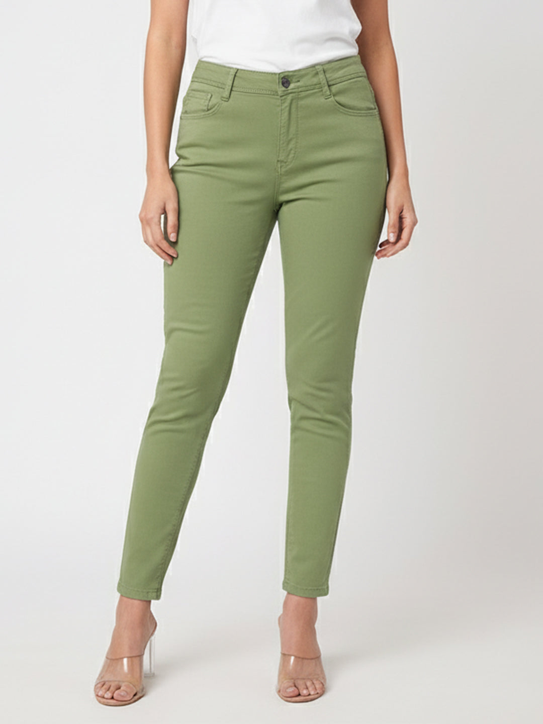 Women Olive High-Rise Skinny Jeans