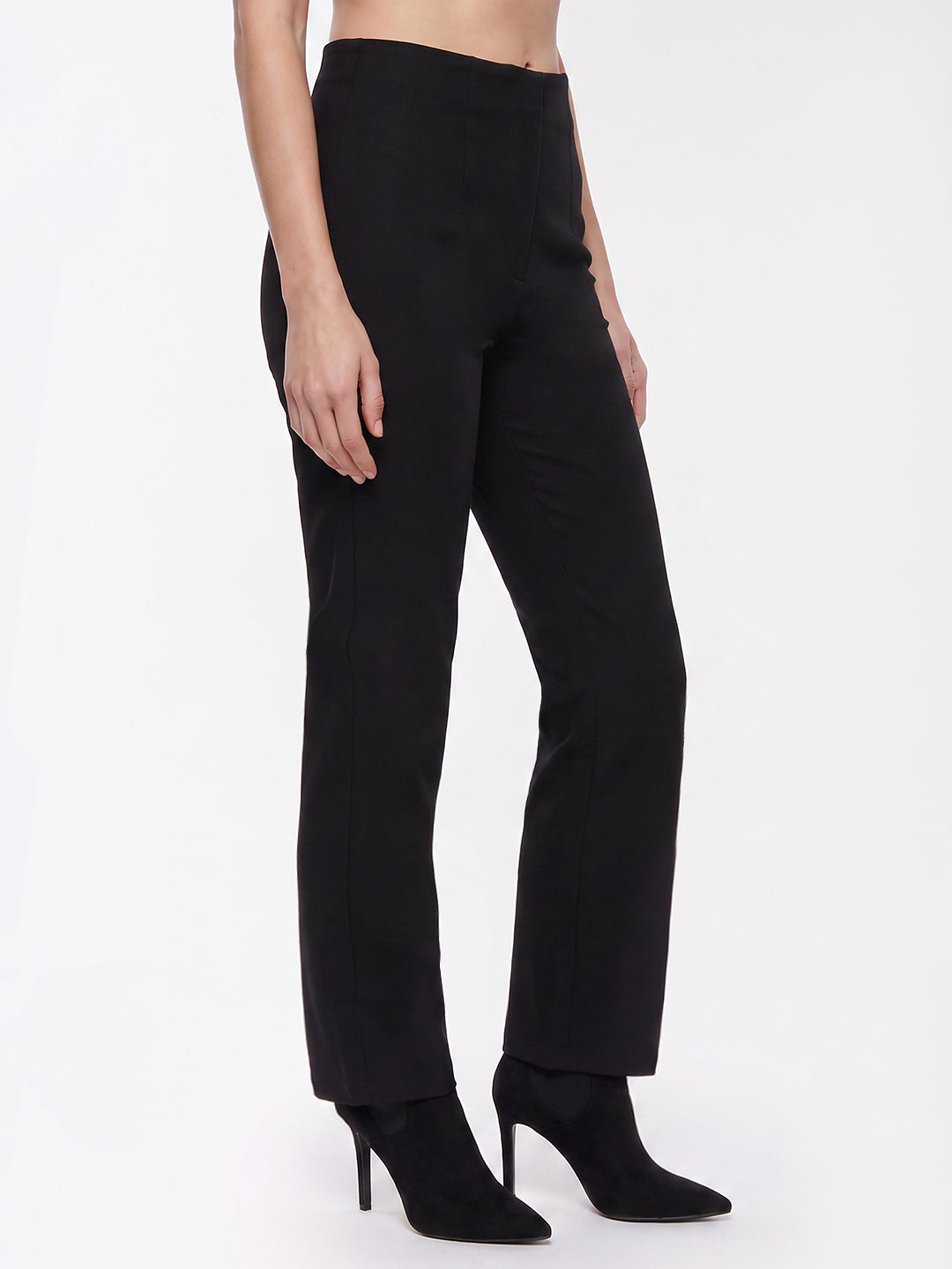 Women Black Super Wide Leg Treggings
