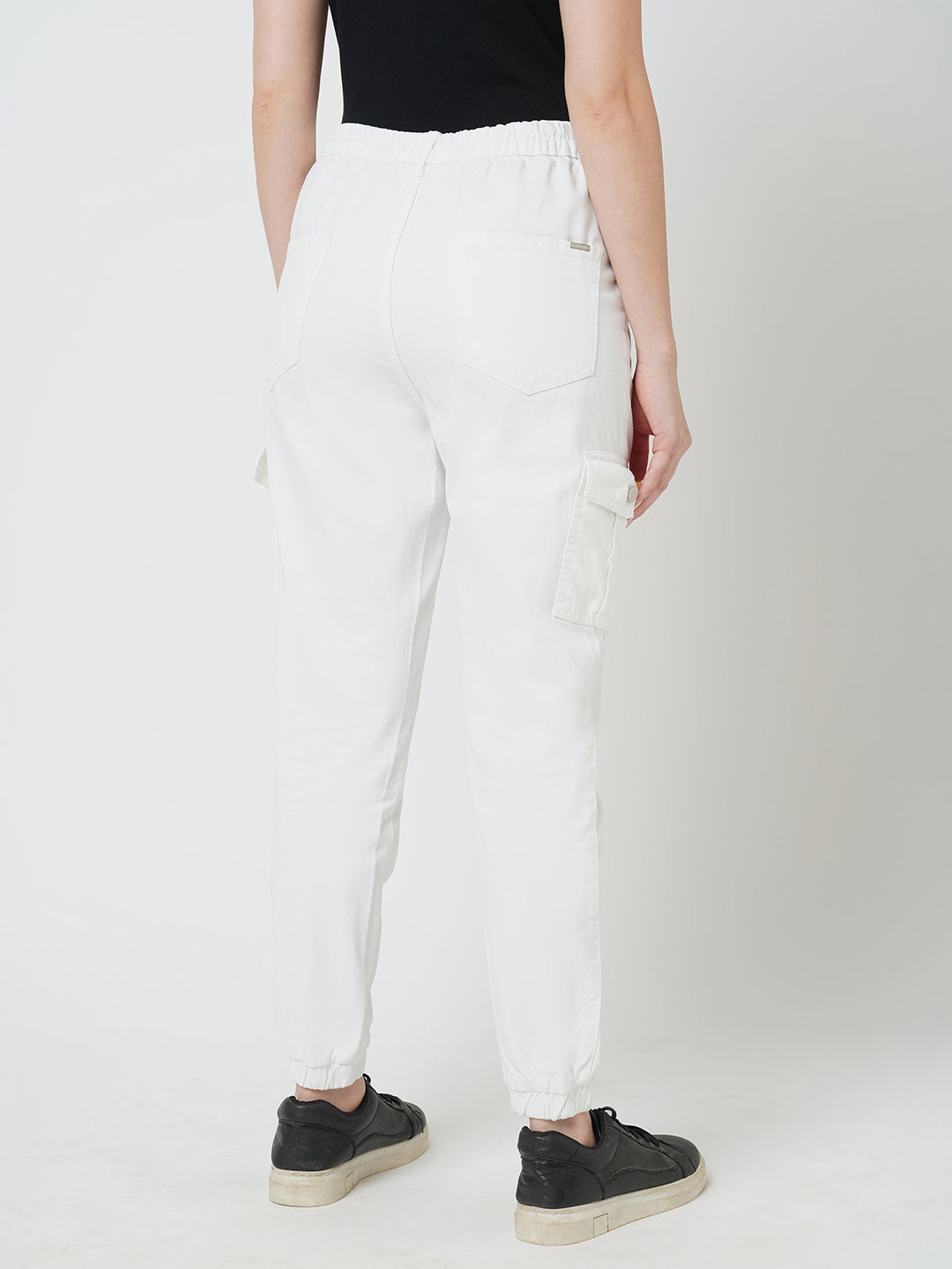 Women White High-Rise Cargo Jogger