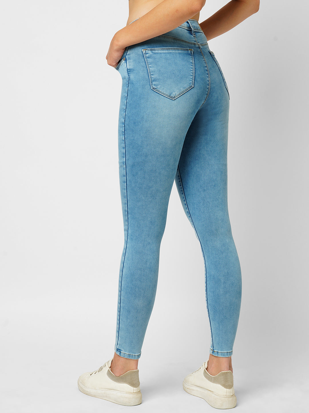Women Light Blue High-Rise Skinny Jeans