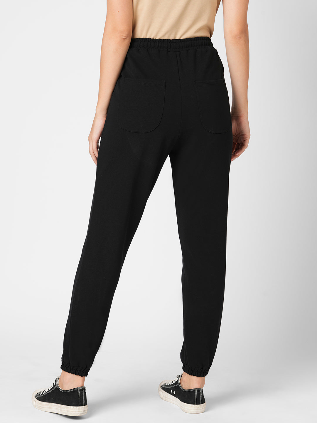 Women Black Mid-Rise Joggers