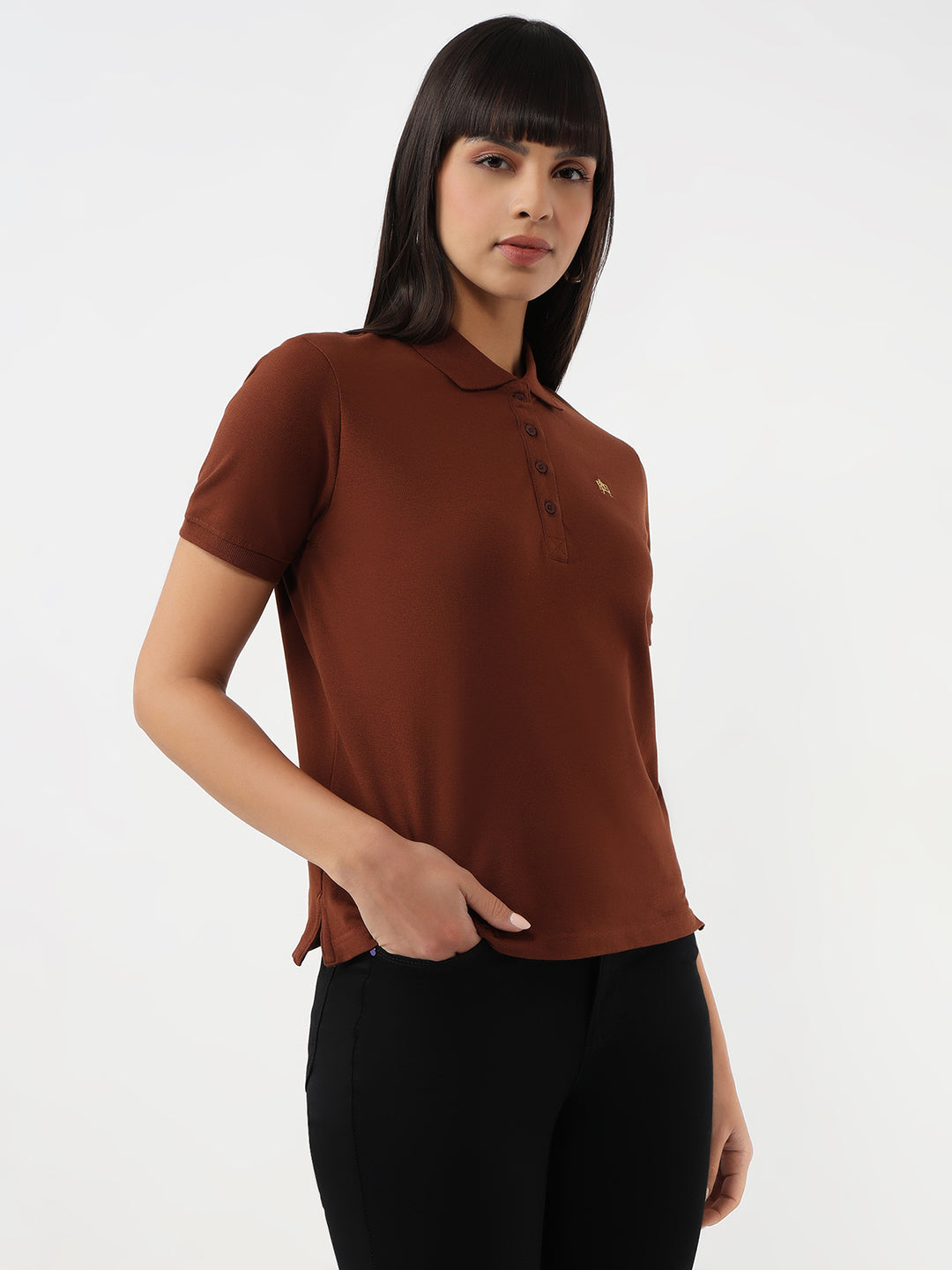 Women Sepia Slim T-Shirt