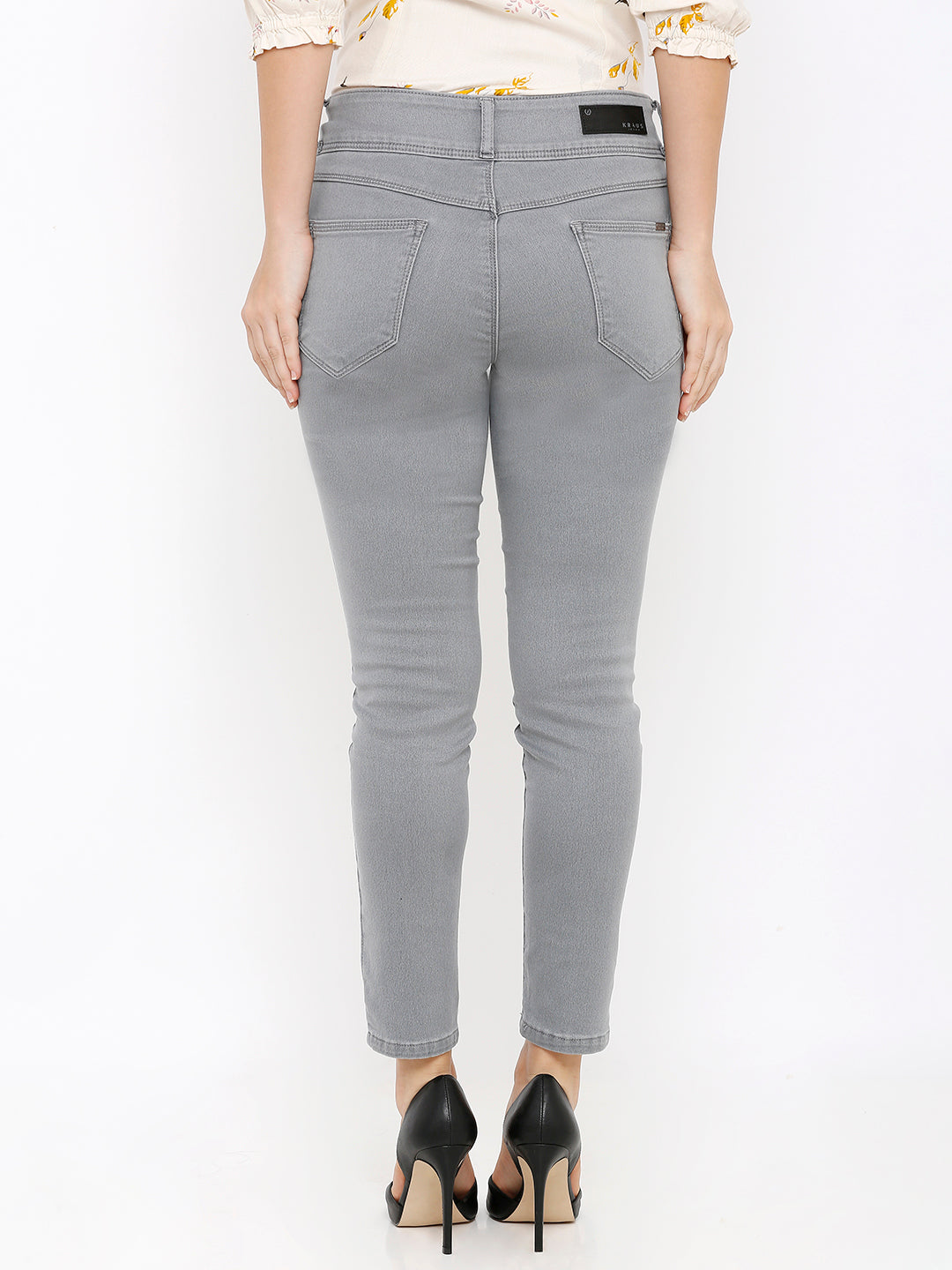 Women Grey High-Rise Skinny Crop Length Jeans