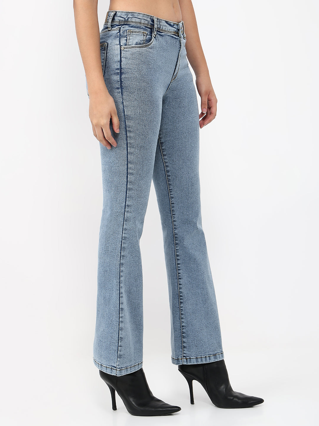 Women Light Blue High-Rise Flare Jeans