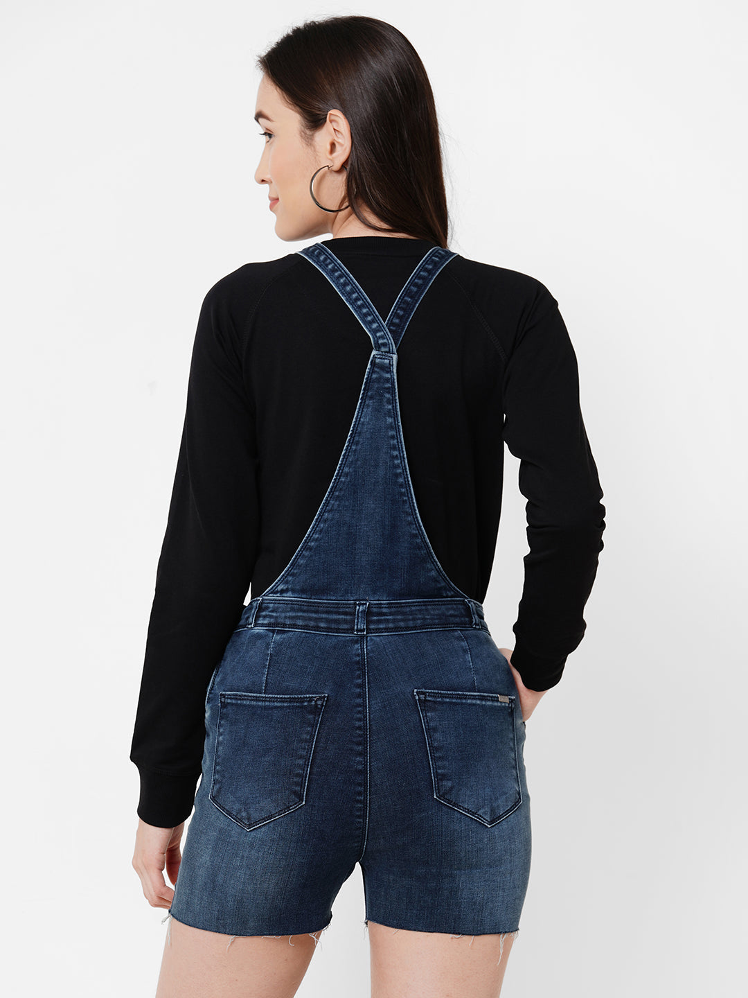 Women Washed Panelled Short Dungaree