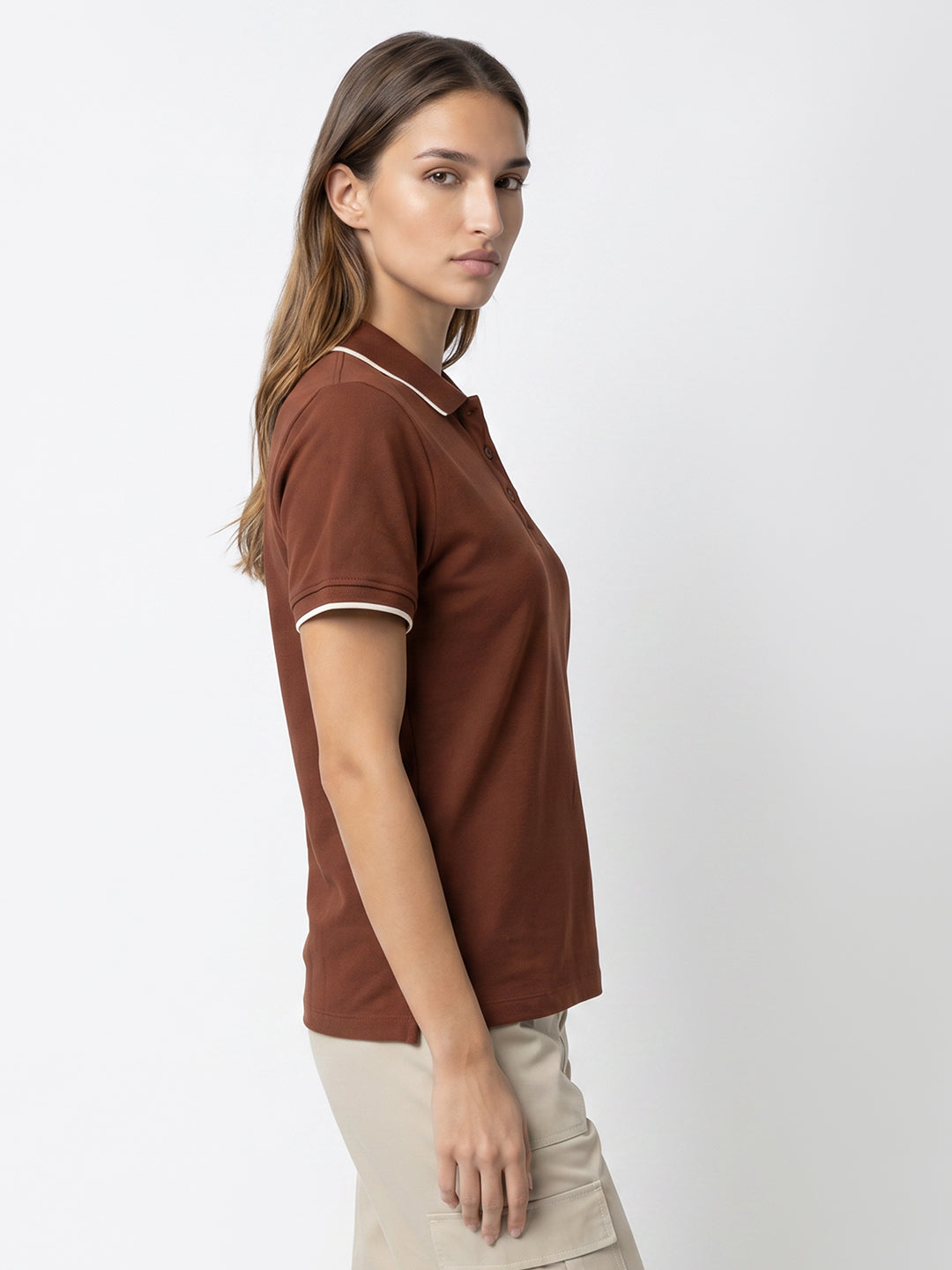 Women Sepia Polo T-Shirt