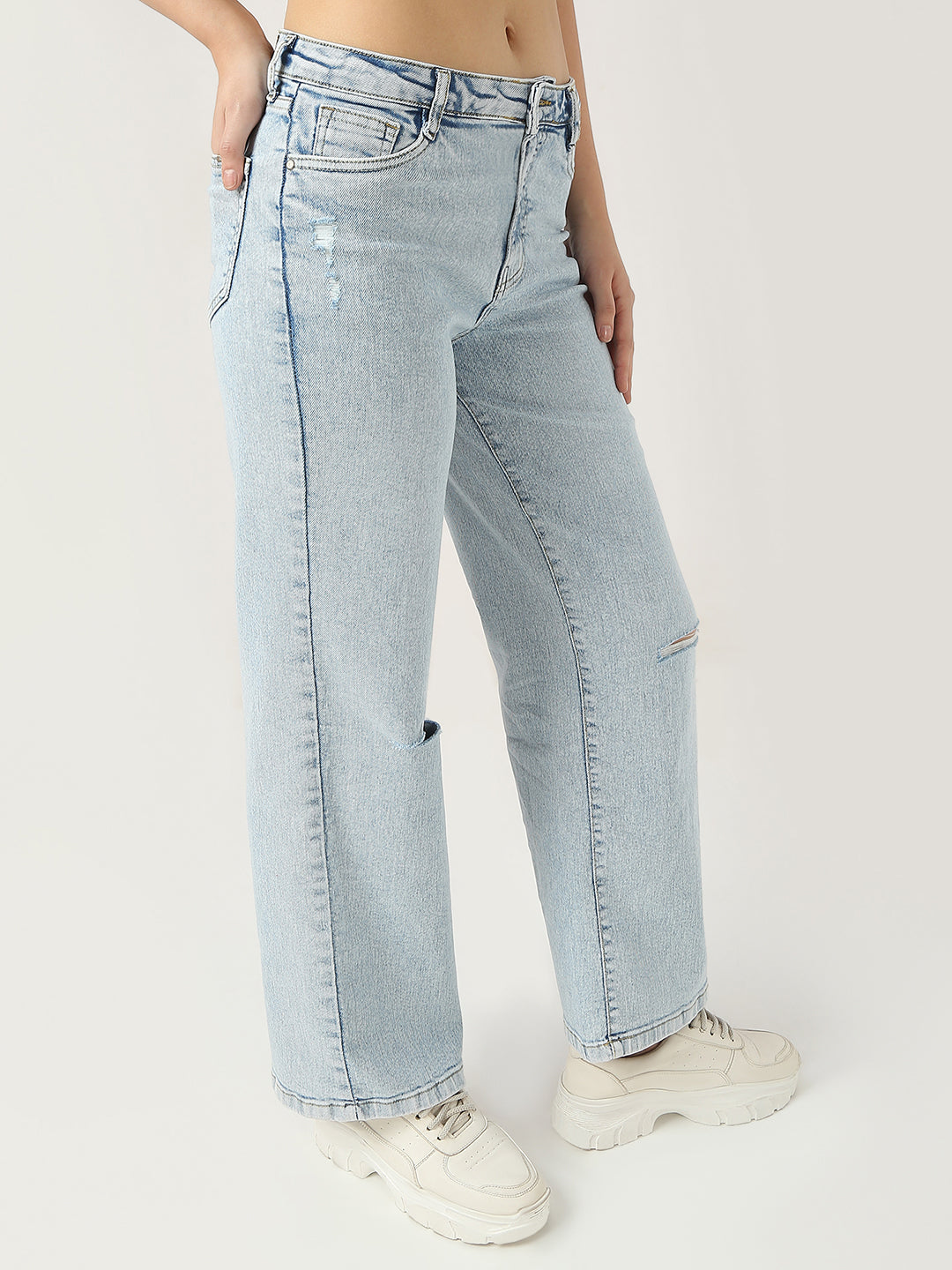 Women High Rise Wide Leg Jeans
