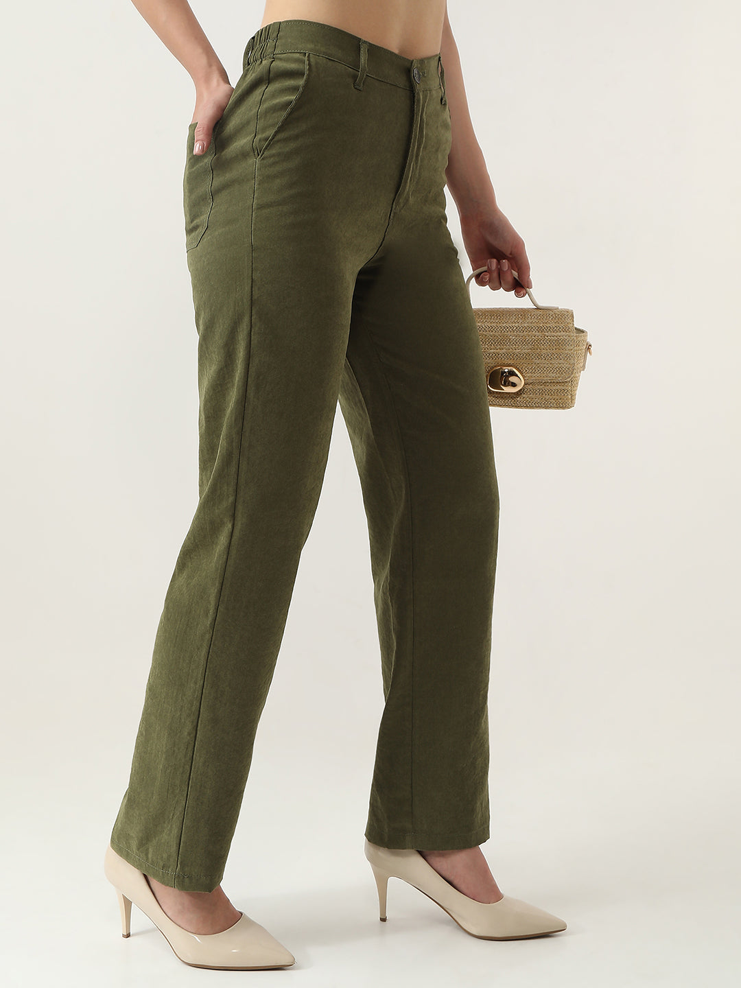Women High-Rise Loose Straight Fit Korean Pants