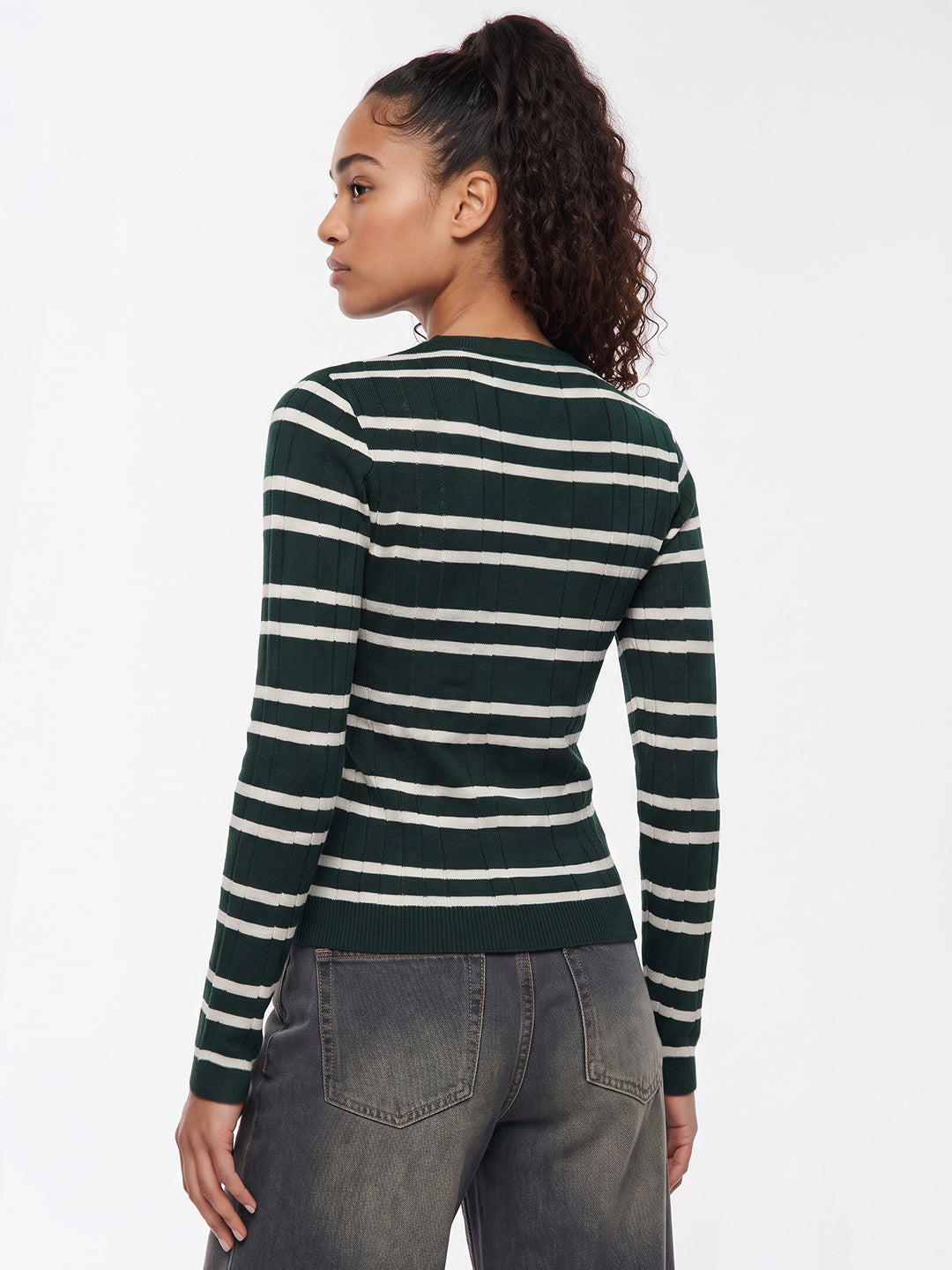 Bottle Green/Ivory Flat Knit