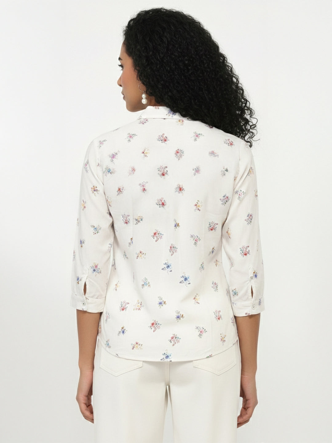 Women Off White Slim Fit Shirt